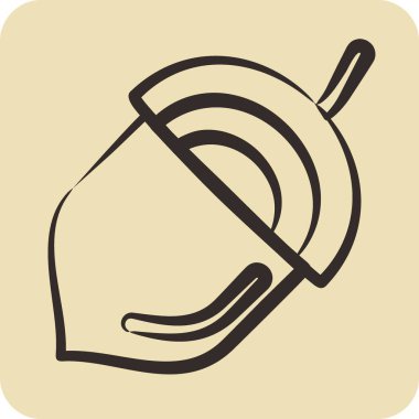 Meşe palamudu. Fındık sembolü için uygun. El çizimi tarzı. Basit tasarım düzenlenebilir