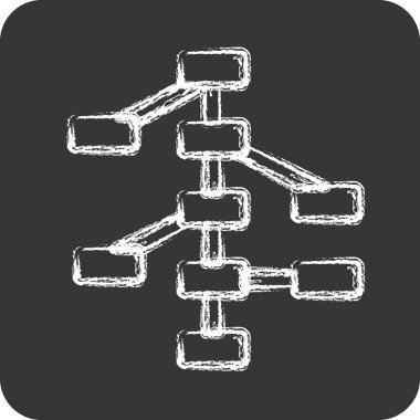 Simge Karar Ağaçları. Makine Öğrenme sembolüyle ilgili. Tebeşir stili. Basit tasarım düzenlenebilir