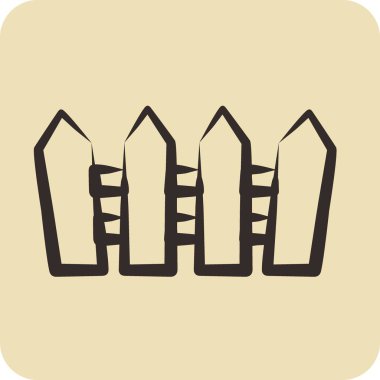 İkon Çit. Bahçe sembolü için uygun. El çizimi tarzı. Basit dizayn edilebilir. tasarım şablonu. Basit resimleme