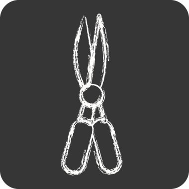 İkon bahçesi makası. Bahçe sembolü için uygun. Tebeşir stili. Basit dizayn edilebilir. tasarım şablonu. Basit resimleme