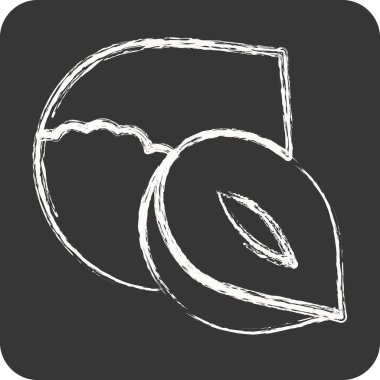 İkon fındık. Fındık sembolü için uygun. Tebeşir stili. Basit dizayn edilebilir. dizayn şablonu