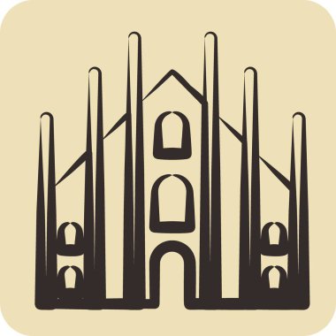 Icon Milan. Eğitim sembolü için uygun. El çizimi tarzı. Basit dizayn edilebilir. tasarım şablonu. Basit resimleme