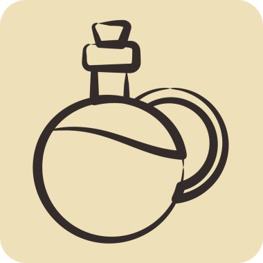 Simge zeytinyağı. Eğitim sembolü için uygun. El çizimi tarzı. Basit dizayn edilebilir. tasarım şablonu. Basit resimleme