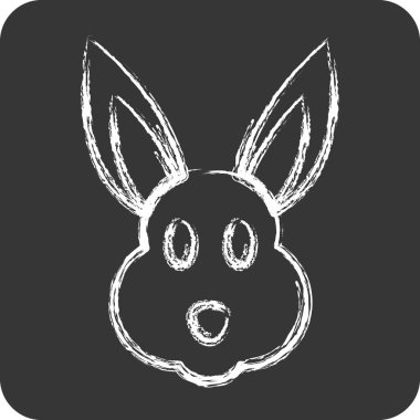 Simge Tavşan. Hayvan kafası sembolüyle ilgili. Tebeşir stili. Basit tasarım düzenlenebilir
