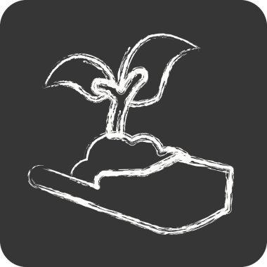 Simge Tohum Bitkisi. Bahçe sembolü için uygun. Tebeşir stili. Basit dizayn edilebilir. tasarım şablonu. Basit resimleme