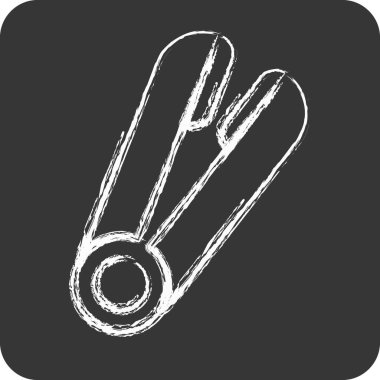 Simge Biçimli Demir. Berber dükkanı sembolü için uygun. Tebeşir stili. Basit dizayn edilebilir. tasarım şablonu. Basit resimleme