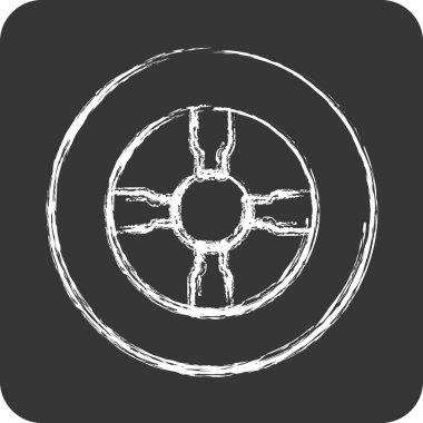 Simge Lastiği. Otomotiv sembolü için uygun. Tebeşir stili. Basit dizayn edilebilir. dizayn şablonu