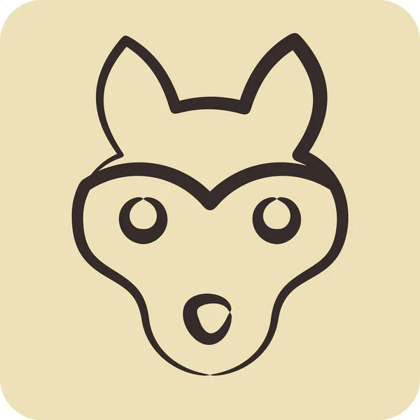 Lobo Ícone Relacionado Com Símbolo Cabeça Animal Estilo Desenhado Mão — Vetor de Stock