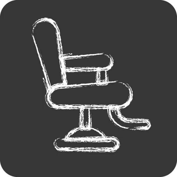 Kon Berber Sandalyesi Berber Dükkanı Sembolü Için Uygun Tebeşir Stili — Stok Vektör