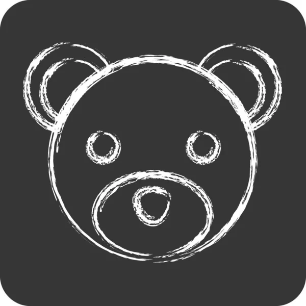Icon Bear Related Animal Head Symbol Chalk Style Simple Design — Stock Vector