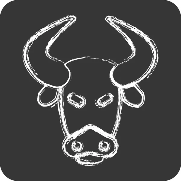 Icon Bison Related Animal Head Symbol Chalk Style Simple Design — Stock Vector