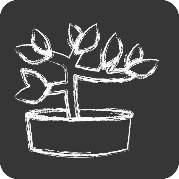 Ikone Bonsai Geeignet Für Gartensymbol Kreide Stil Einfaches Design Editierbar — Stockvektor