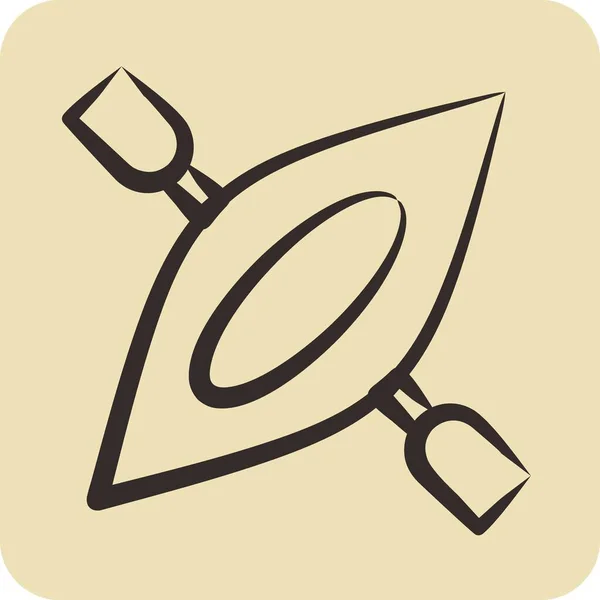 Kanoe Icon Vhodný Pro Letní Symbol Ručně Kreslený Styl Jednoduchý — Stockový vektor