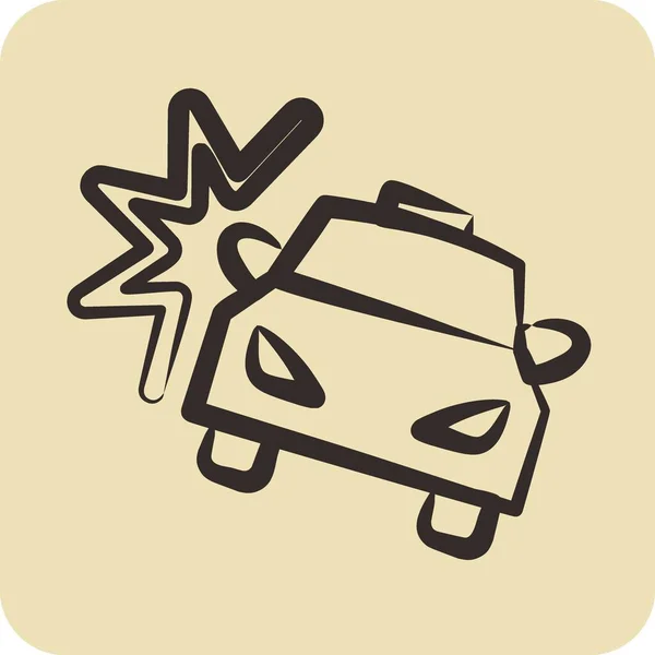 Icon Car Crash Suitable Automotive Symbol Hand Drawn Style Simple — Stock Vector