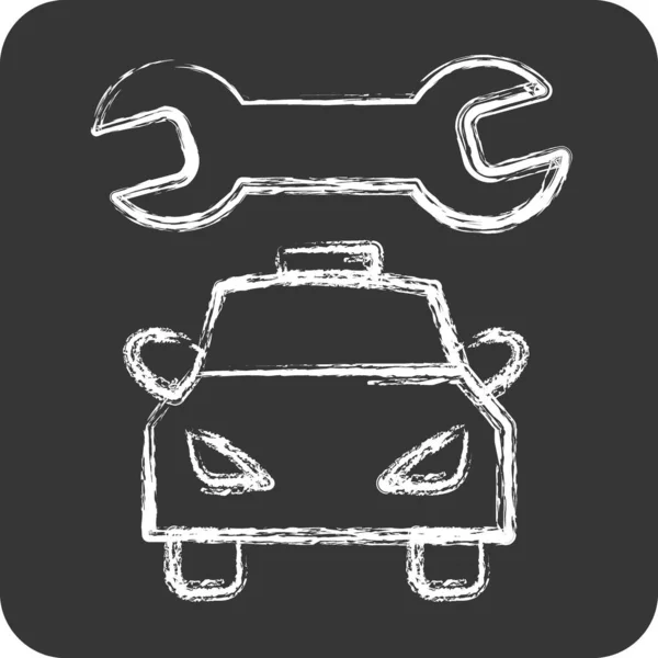 Icon Car Mechanic Suitable Automotive Symbol Chalk Style Simple Design — Stock Vector