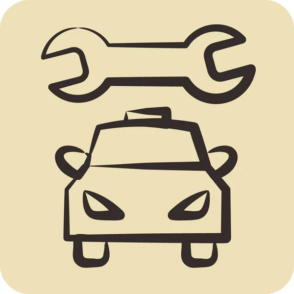 Icon Car Mechanic Suitable Automotive Symbol Hand Drawn Style Simple — Stock Vector