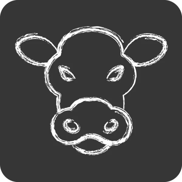 Icon Cow Related Animal Head Symbol Chalk Style Simple Design — Stock Vector