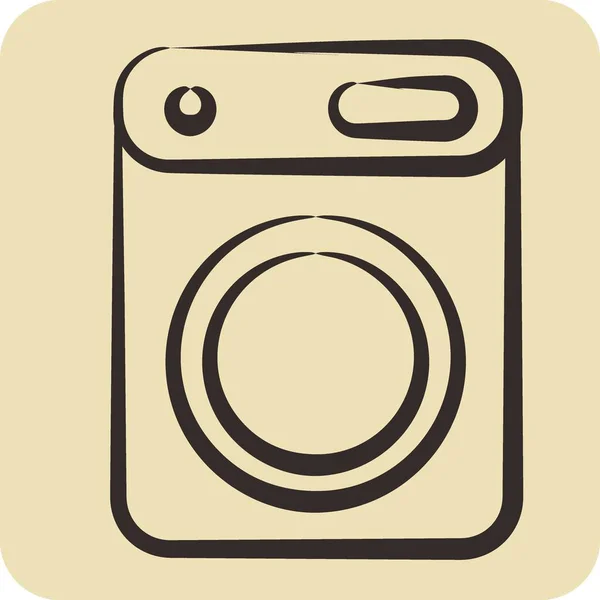 Icon Dryer 与洗衣店标志有关 手绘风格 简单的设计可以编辑 简单的例子 — 图库矢量图片