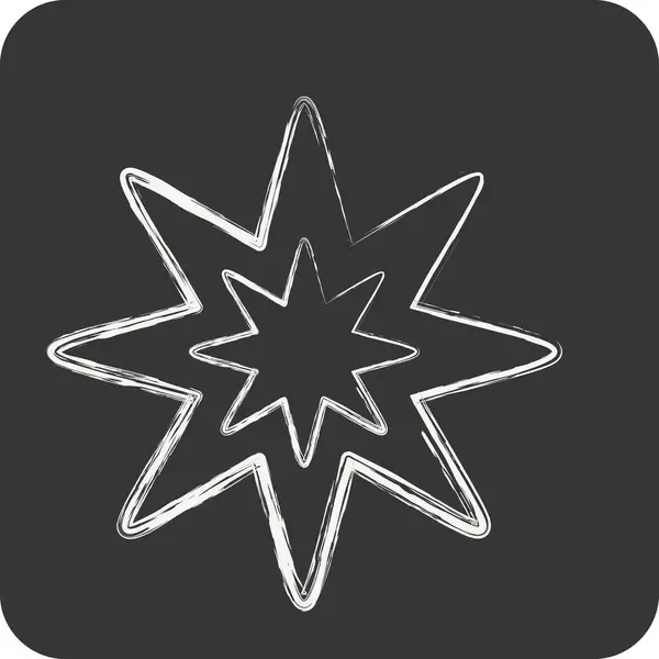 Ikona Osmicípá Hvězda Související Symbolem Hvězdy Křídový Styl Jednoduchý Design — Stockový vektor