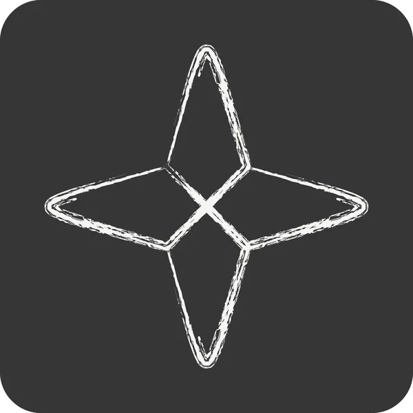 Ikon Four Point Stars Relaterade Till Stars Symbolen Kritstil Enkel — Stock vektor