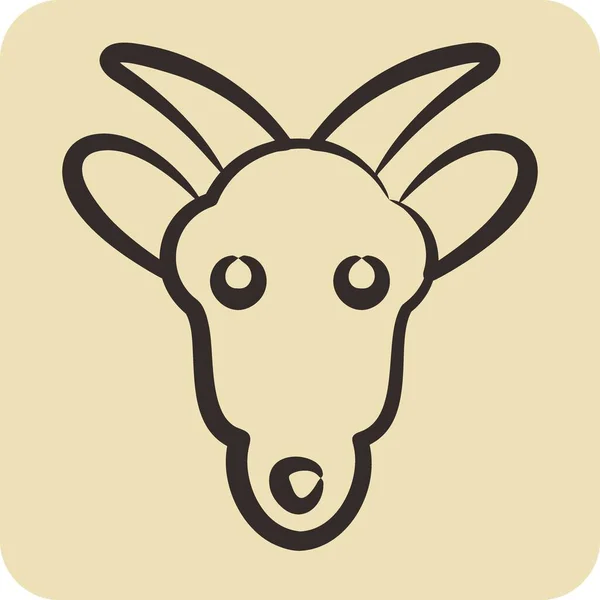 Icon Goat Související Symbolem Zvířecí Hlava Ručně Kreslený Styl Jednoduchý — Stockový vektor