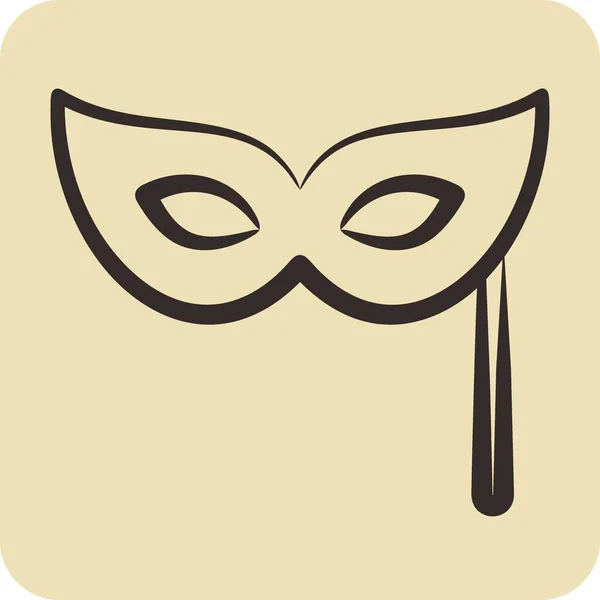 Icon Masquerade Suitable Education Symbol Hand Drawn Style Simple Design — Stock Vector