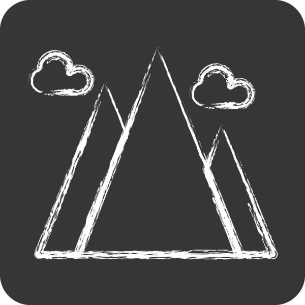 Icône Mountain Adapté Symbole Été Style Craie Conception Simple Modifiable — Image vectorielle