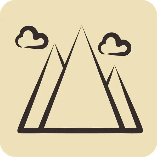 Icône Mountain Adapté Symbole Été Style Dessiné Main Conception Simple — Image vectorielle