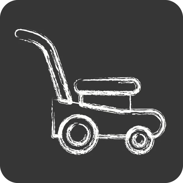 Icon Mower Suitable Garden Symbol Chalk Style Simple Design Editable — Stock Vector