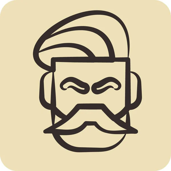Ikone Schnurrbart Und Bart Passend Für Barbershop Symbol Handgezeichneten Stil — Stockvektor