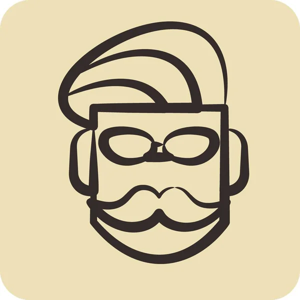 Ikone Schnurrbart Passend Für Barbershop Symbol Handgezeichneten Stil Einfaches Design — Stockvektor