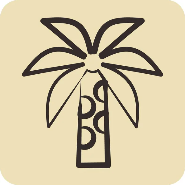 Icône Palmier Lié Symbole Thaïlande Style Dessiné Main Conception Simple — Image vectorielle