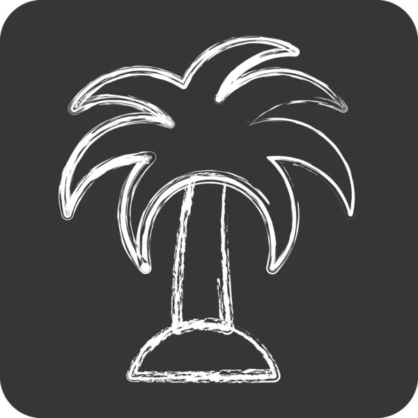 Icon Palm Yaz Sembolü Için Uygun Tebeşir Stili Basit Dizayn — Stok Vektör