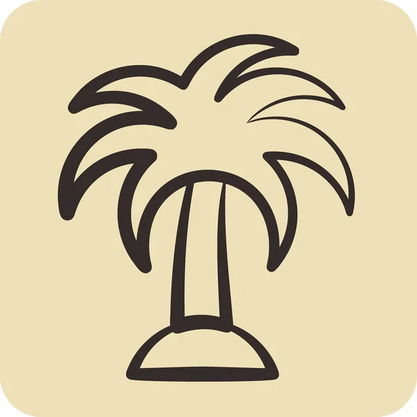 Icône Palm Adapté Symbole Été Style Dessiné Main Conception Simple — Image vectorielle