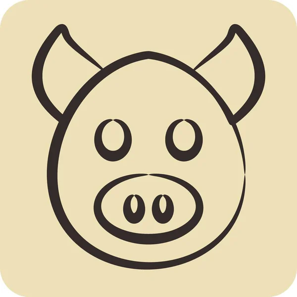 stock vector Icon Pig. related to Animal Head symbol. hand drawn style. simple design editable