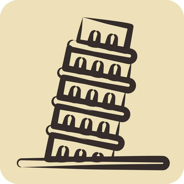 Ikoon Pisa Geschikt Voor Onderwijs Symbool Handgetekende Stijl Eenvoudig Ontwerp — Stockvector