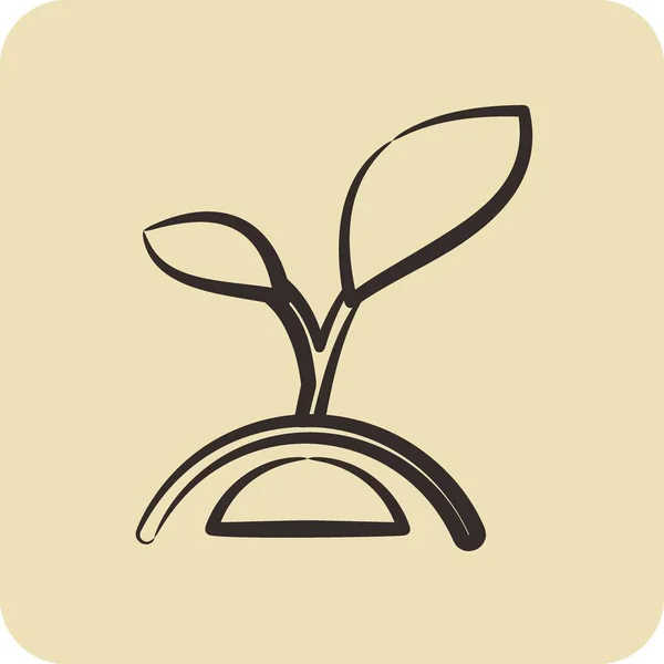 Icône Plante Liée Symbole Flore Style Dessiné Main Illustration Simple — Image vectorielle