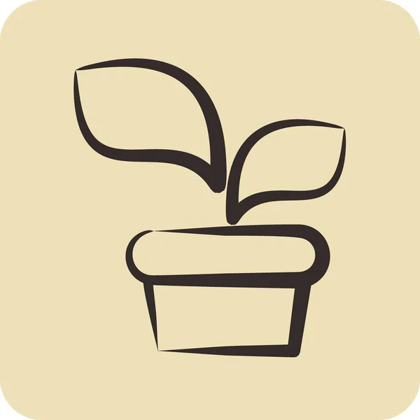 Icon Plant Relacionado Com Símbolo Flora Estilo Desenhado Mão Ilustração —  Vetores de Stock