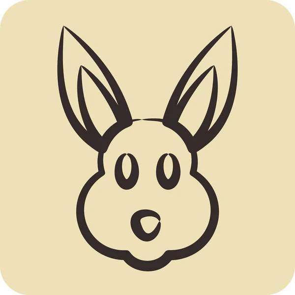 Иконный Кролик Относится Символу Animal Head Ручной Стиль Простой Дизайн — стоковый вектор