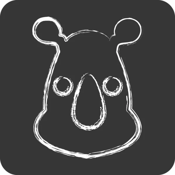 Icon Rhino Související Symbolem Zvířecí Hlava Křídový Styl Jednoduchý Design — Stockový vektor