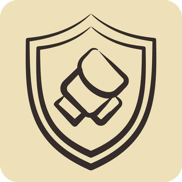 Icon Sheild Relacionado Com Símbolo Desporto Combate Estilo Desenhado Mão — Vetor de Stock