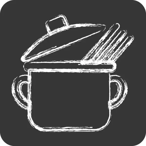 Icône Spaghetti Adapté Symbole Éducation Style Craie Conception Simple Modifiable — Image vectorielle