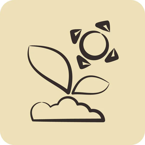 Icona Germoglio Relativo Simbolo Flora Stile Disegnato Mano Semplice Illustrazione — Vettoriale Stock