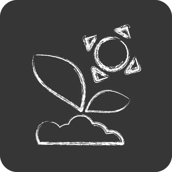 Icône Sprout Lié Symbole Flora Style Craie Illustration Simple Plante — Image vectorielle