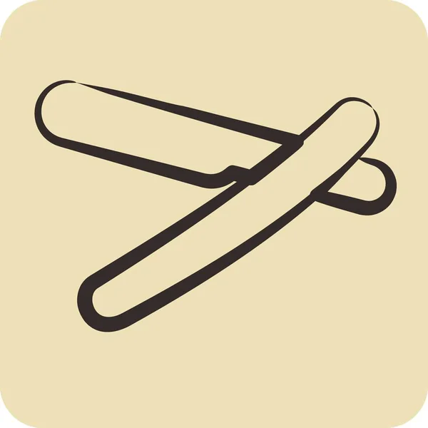 Icon Straight Razor Suitable Barbershop Symbol Hand Drawn Style Simple — Stock Vector