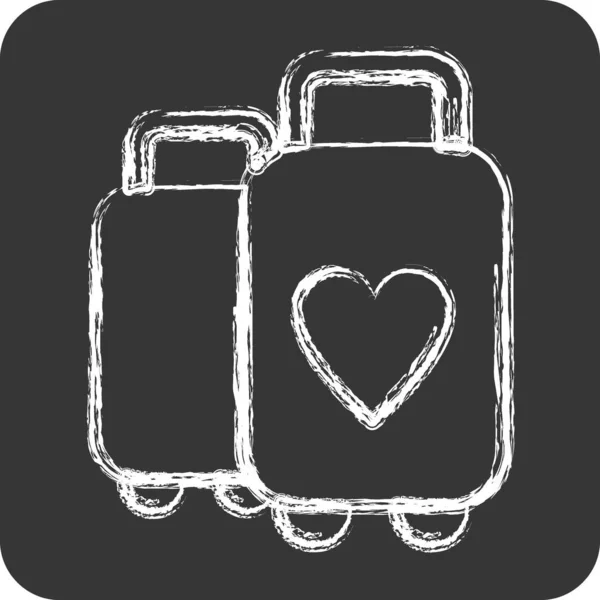 Icon Suitcase 适合夏天的象征 粉笔风格 简单的设计可以编辑 设计模板向量 简单的例子 — 图库矢量图片