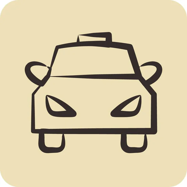 Піктограма Таксі Підходить Автомобільного Символу Стиль Намальований Вручну Простий Дизайн — стоковий вектор
