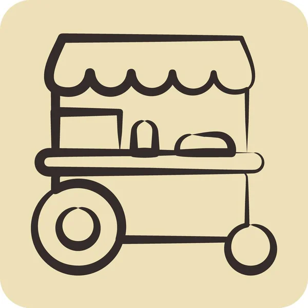 Icon Trolley Cart Relacionado Con Símbolo Tailandia Estilo Dibujado Mano — Vector de stock