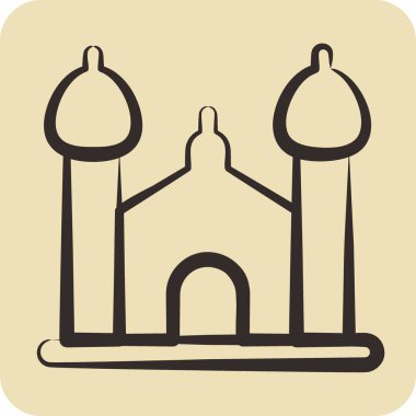 Simge Sinagogu. Eğitim sembolü için uygun. El çizimi tarzı. Basit dizayn edilebilir. dizayn şablonu