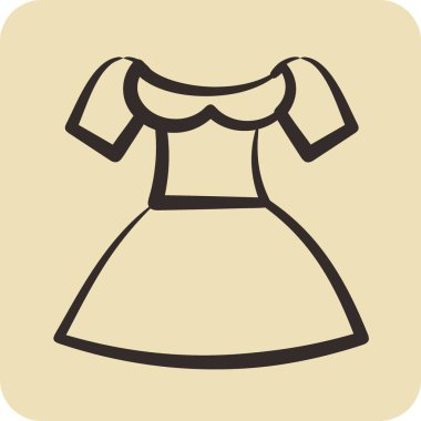 Simge Dirndl. Eğitim sembolü için uygun. El çizimi tarzı. Basit dizayn edilebilir. dizayn şablonu